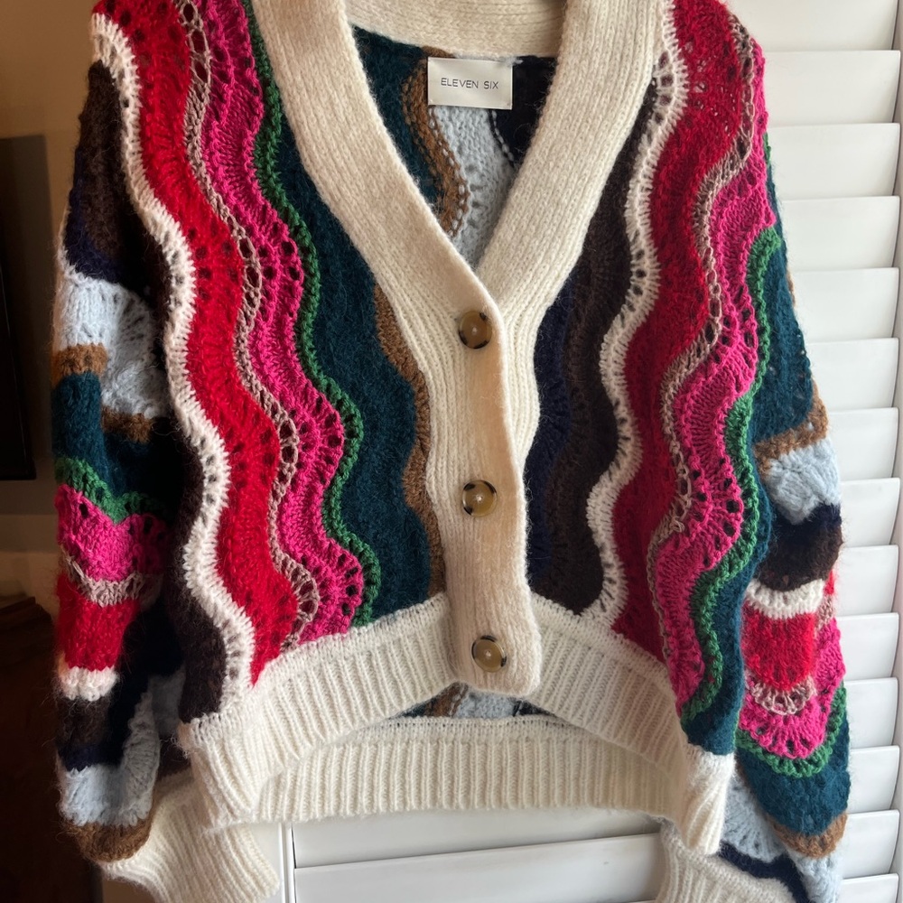 Eleven Six Colorful Wave Knit Cardigan